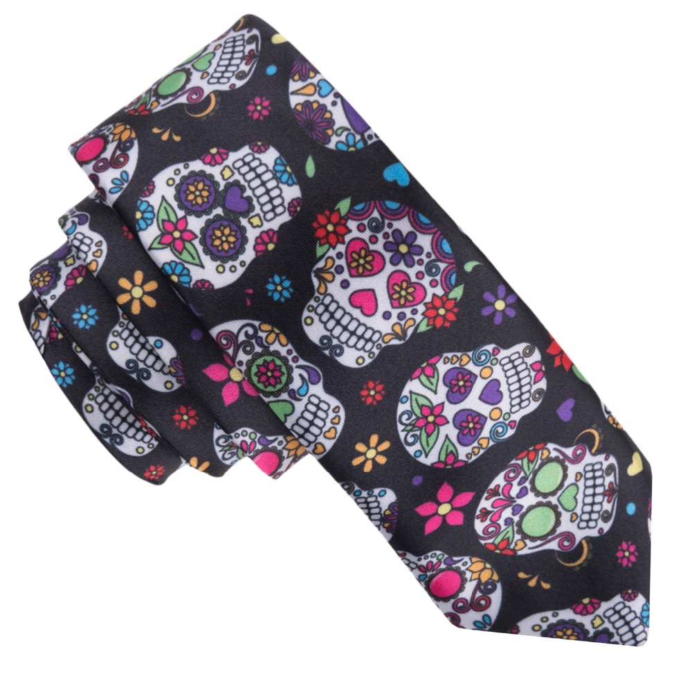 귣  Ͻ  ڿ   3d ߽  ذ μ ȥ Ƽ Gravatas  Vestidos Ÿ Corbatas/Brand Formal Business Suit Ties For Men 3d Mexican Flower Skull Pri